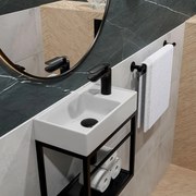 Umywalka z konglomeratu blatowa prostokątna biała z otworem na baterię 40 x 22 cm NAVI do małej łazienki