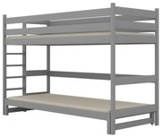 Szare piętrowe łóżko dziecięce z drewna - 5 rozmiarów F2-G00