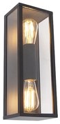 Industrialna lampa ścienna czarna 38 cm 2-światłowa IP44 - Charlois