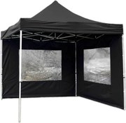 Pawilon ogrodowy Profi rozkładany 3 x 3 m - czarny 2 ściany