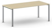 Stół konferencyjny do biura PRIMO INFINITY, 200x90 cm, szaro-srebrna podstawa, brzoza