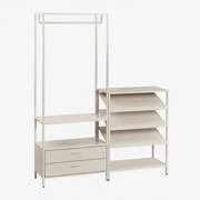 Janine 2-częściowa Otwarta Szafa Modułowa Z Szufladami I Niskim Stalowym Stojakiem Na Buty Kremowa Tapioca - Sklum