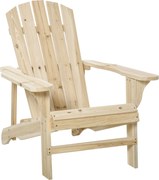 Outsunny Fotel Adirondack drewniany, odporny na warunki atmosferyczne, fotel ogrodowy z wysokim oparciem i podłokietnikami | Aosom PL