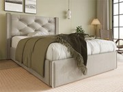 Łóżko tapicerowane 90x200cm z tkaniny bawełnianej - z stelażem na listwach - Jasnoszare