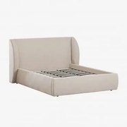 Łóżko Tapicerowane Cabargi Tkaniny Beige & 180 X 200 Cm & Bez Materaca - Sklum