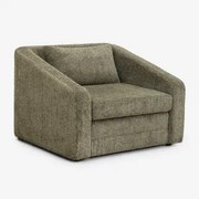 Fotel Rozkładany Z Tkaniny Bouclé Dalila Bouclé Wojskowa Zieleń - Sklum