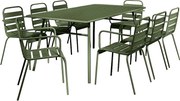 Metalowy zestaw mebli ogrodowych - stół dł.200 cm i 8 składanych foteli - Khaki - MIRMANDE od MYLIA