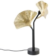 Orientalna lampa stołowa mosiądz z czarnym 2-światła - LoukaKolonialny Oswietlenie wewnetrzne