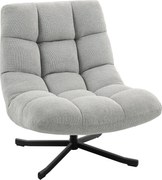 HOMCOM Fotel obrotowy lounge z szerokim siedziskiem, wodoodporna tapicerka chenille, skrzyżowane stalowe nogi, jasnoszary