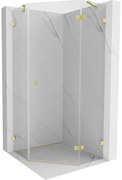 Mexen Lunar kabina prysznicowa pięciokątna uchylna prawa 80 x 80 cm, transparent, złota szczotkowana - 831-080P-080L-55-00-P