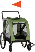 PawHut 2 w 1 Wózek dla psa, Przyczepka rowerowa dla psa, Składany, Odporny na warunki pogodowe, Dla psów do 20 kg, Zielony