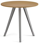 Stolik kawowy PRIMO ZEN, średnica 80 cm, szaro-srebrna podstawa, buk