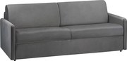 Kanapa 4-osobowa rozkładana typu express z antracytowego weluru z siedziskiem z pianki z pamięcią kształtu - Stelaż listwowy 160 cm - Materac 14 cm CALIFE