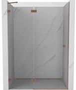 Mexen Lunar drzwi prysznicowe uchylne lewe 130 cm, transparent, miedź szczotkowana - 834-130-000-65-00-L
