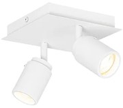 Inteligentny reflektor łazienkowy biały kwadratowy 2-punktowy IP44 z 2 Wifi GU10 50mm - Ducha Nowoczesny Oswietlenie wewnetrzne
