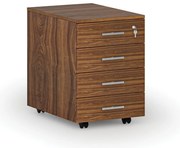 Kontener biurowy mobilny SOLID, 4 szuflady, orzech