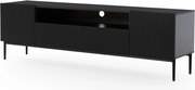 Szafka RTV Nicole 200 cm z wnęką i szufladami - czarny mat / czarne nóżki