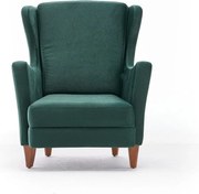 Elegancki fotel – 77x98x80 cm – Zielony – Drewno bukowe i welur poliestrowy 100%