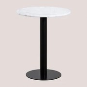 Okrągły Stolik Barowy Ø60 Cm Z Marmuru Rocher Biały Marmur Guangxi & Czarny - Sklum