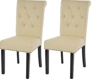 Krzesło do jadalni Chesterfield Il (zestaw 2 sztuk),  imitacja skóry, kremowy, ciemne nogi