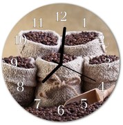 Zegar szklany okrągły Ziarna kawy