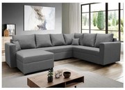 Uniwersalny rozkładany narożnik z pojemnikiem w kształcie U SEYA szary