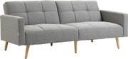 HOMCOM 2 w 1 sofa rozkładana 205 x 88 cm z funkcją łóżka, kanapa z poduszką, wygląd lnu, szary | Aosom PL