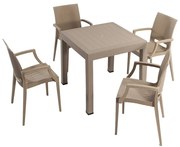 Beżowy zestaw mebli ogrodowych z imitacji rattanu dla 4 osób Rattan – Floriane Garden