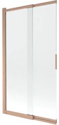 Mexen Fox parawan nawannowy 2-skrzydłowy przesuwny 100 x 150 cm, transparent, miedź szczotkowana - 891-100-002-65-00