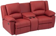Kanapa 2-osobowa z funkcją relax z czerwonej skóry bydlęcej - AROMA