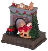 Miasteczko bożonarodzeniowe, scenka świąteczna z Mikołajem przy kominku