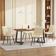 Zestaw do jadalni, stół-140×80×75cm z 4 krzesłami, MDF+metal+aksamit, czarny+orzech+beż