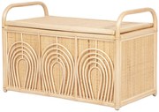 Skrzynia do przechowywania z plecionego rattanu – dł. 91 × szer. 48 × wys. 58 cm – naturalna – LUMORA