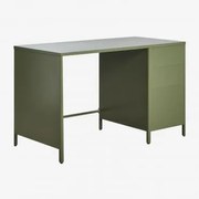 Biurko 120x60 Cm Ze Stali Z Szufladami Michigan Intensywny Verde Olive - Sklum
