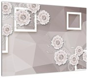 Obraz z beżowymi kwiatami (70x50 cm)