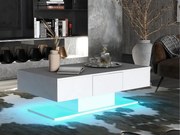 Stolik kawowy z oświetleniem LED + 2 szuflady - biały