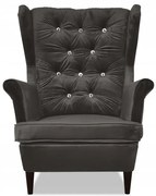 Fotel Uszak BARWY ZIEMI ciemny grafit BIBLIOTEKA