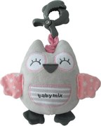 Baby Mix Edukacyjna zabawka pluszowa z klipsem Sowa, różowy