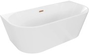 Mexen Oval wanna wolnostojąca przyścienna 150 x 75 cm, biała, przelew miedź szczotkowana - 52671507500-65