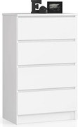 Komoda AKORD K60 Biała 60 cm 4 szuflady kolor Biały mat 60x40x99 cm