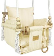 Drewniana huśtawka edukacyjna dla dziecka ecru H1-C19