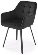 Pikowane welurowe czarne krzesło na metalowej podstawie D8-K22