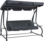 HUŚTAWKA OGRODOWA Z DASZKIEM TRZYOSOBOWA PEGI ANTRACYT
