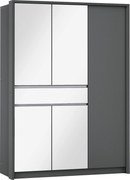Szafa Przesuwna RUMBLE 151 cm z Lustrem Szafa Dwudrzwiowa Grafit