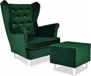 Fotel Uszak z podnóżkiem ZESTAW DLA MAMY ZIELEŃ