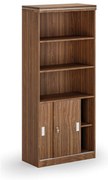 Kombinowana szafa biurowa ARRISTO LUX, drzwi przesuwne, 800 x 400 x 1836 mm, orzech