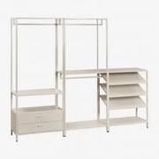 Janine 3-częściowa Otwarta Szafa Modułowa Z Niskim Stalowym Stojakiem Na Buty Kremowa Tapioca - Sklum