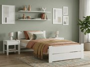 Łóżko IKAROS DOUBLE 90 x 200 cm, białe Stelaż: Ze stelażem listwowym rolowanym elastycznym, Materac: Bez materaca