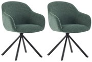 Zestaw 2 krzeseł z podłokietnikami z teksturowanej tkaniny i czarnego metalu - Zielony - CILIENO