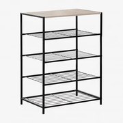 Szafka Na Buty Z Drewna I Żelaza Baxter Czarny - Naturalna - Sklum